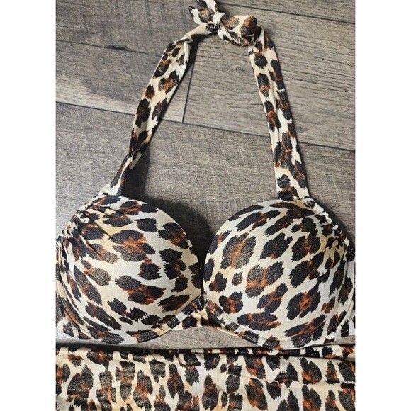 Victoria Secret Miraculous Bombshell Leopard Bathing Suit Swimsuit 36B Large - Picture 4 of 8